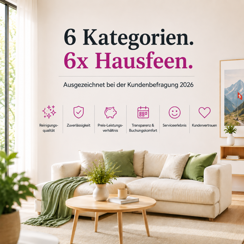 Hausfeen ist beliebtester Putzhilfe-Vermittler der Schweiz 2026 mit Platz 1 in sechs Kategorien
